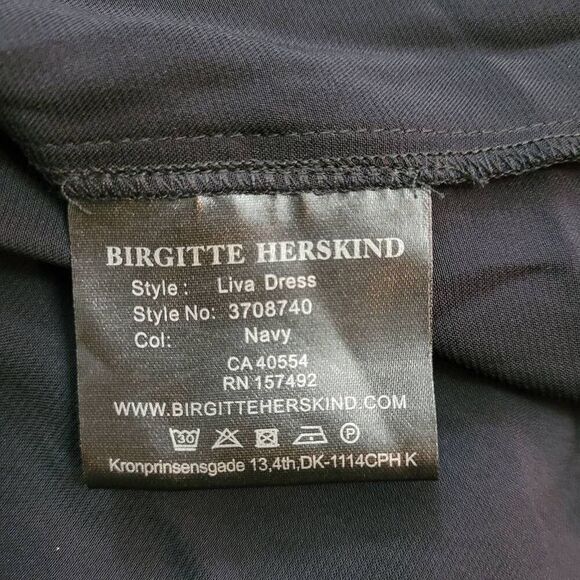 Birgitte Herskind Liva Dress Sz 40 US‎ 8 Dark Navy Lightweight Satin Pullover - Picture 6 of 9
